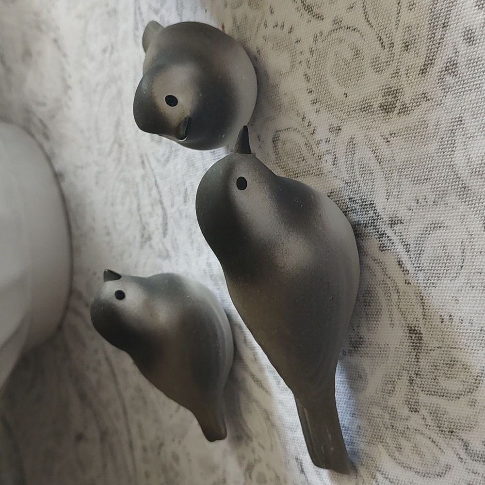 1959 Signed Ceramic Black Capped Chickadee Birds set of 3